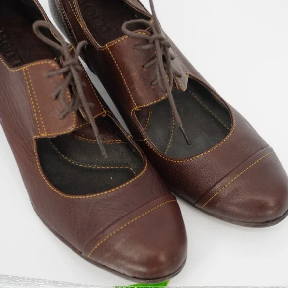 Born Mary Jane Oxford Heels Brown Lace Up Dark Academia Steampunk Lolita Size 10 - Picture 10 of 13